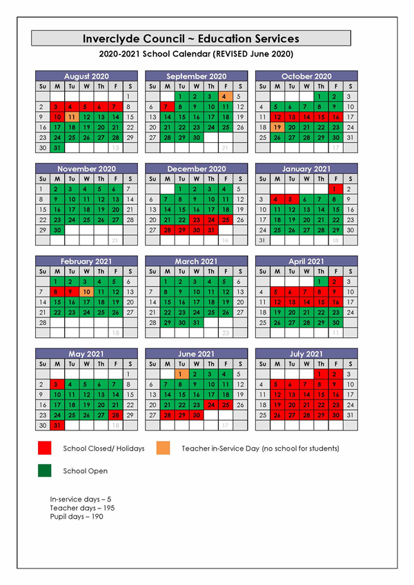School holidays Inverclyde Council